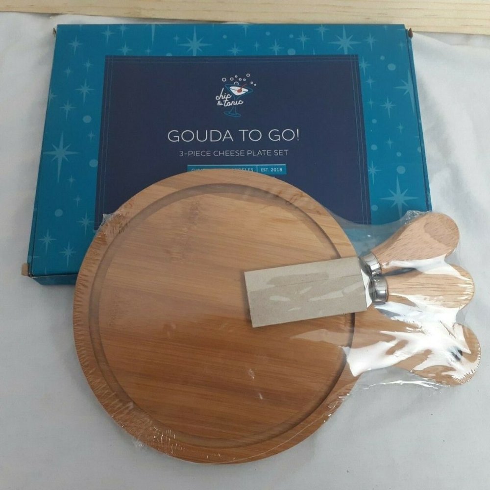 Chic & Tonic Gouda To Go Bamboo Cheese Board
